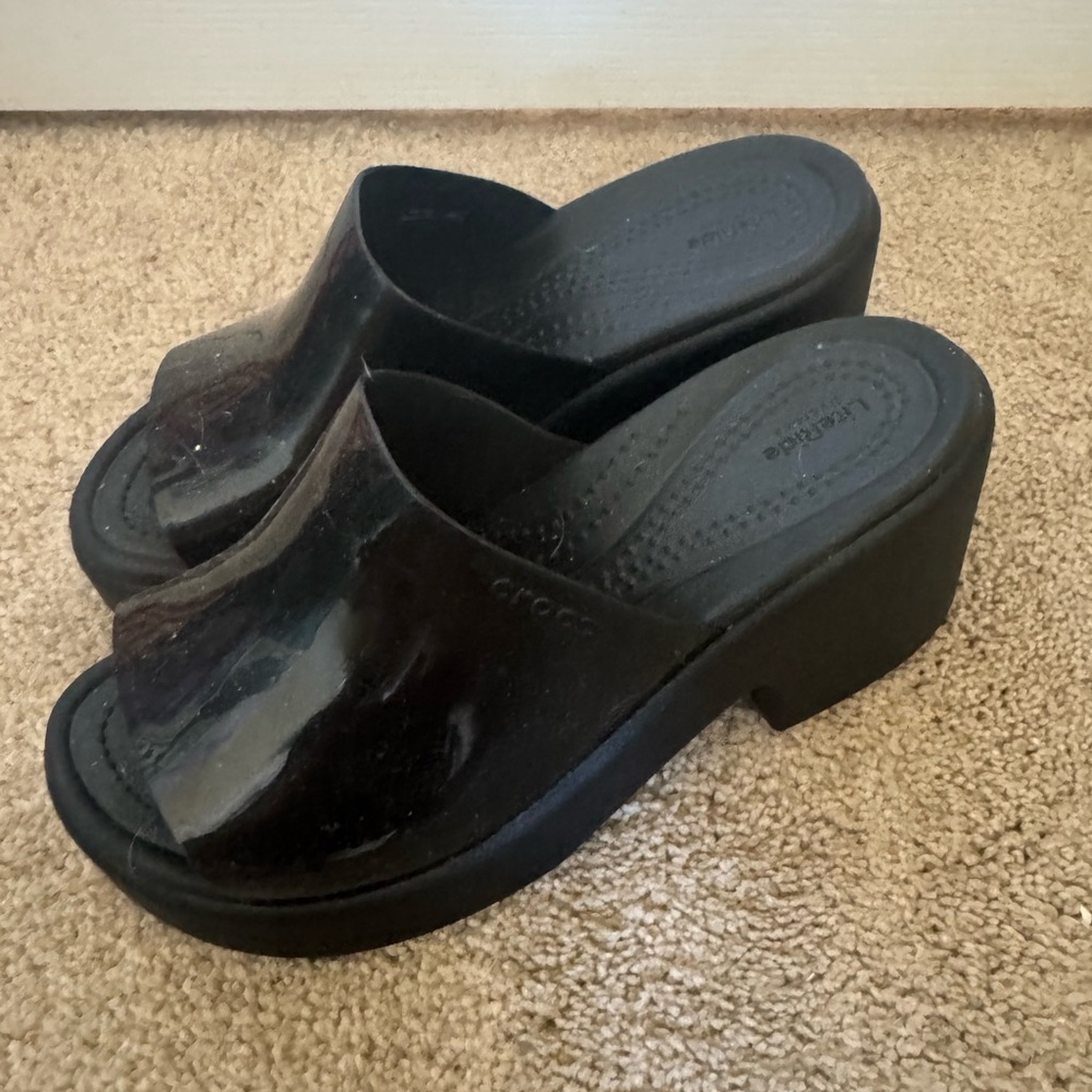CROCS Black Mules with Chunky Heel and Platform